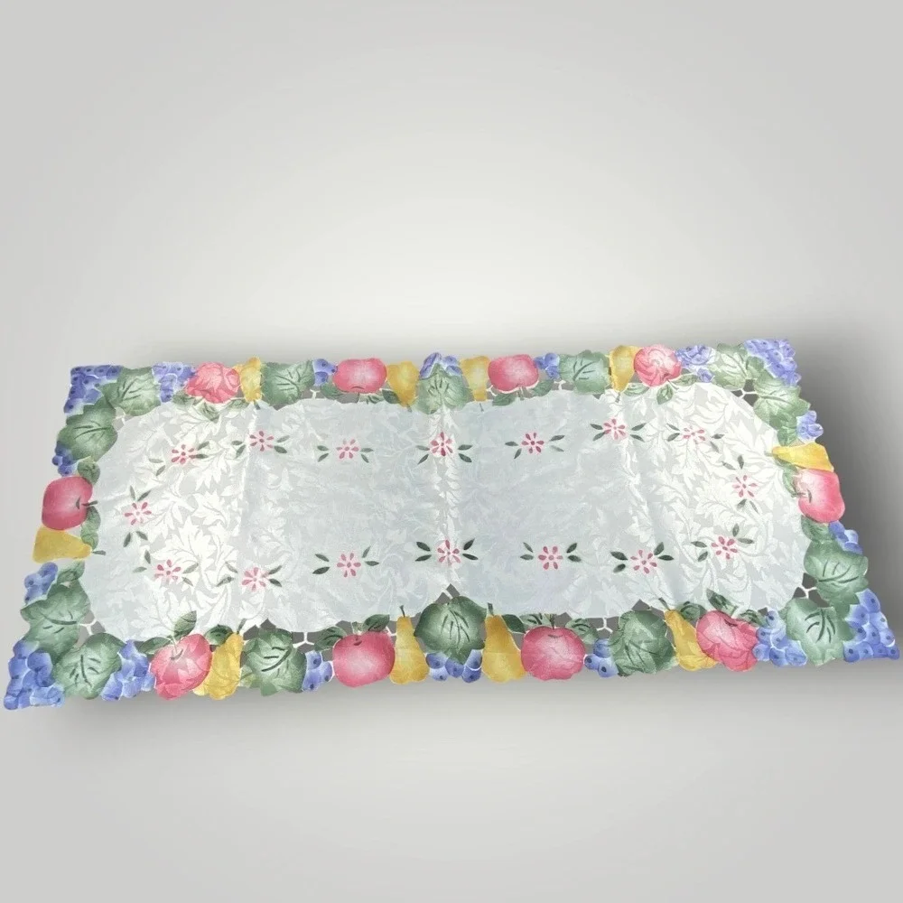 Fruit Table Runner Damask Jacquard Farmhouse Cottagecore Table Linen Y2K